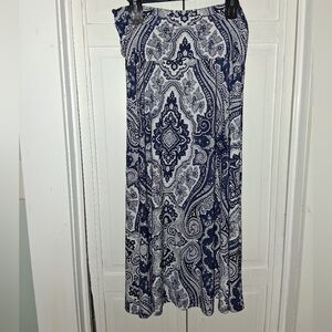 INC International Concepts Navy and White Paisley Maxi Skirt
